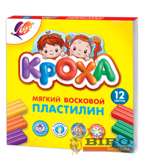 Pastă de modelat moale Kroha, 12 culori x 15 gr.